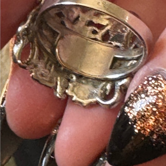 Intricate Silver Floral Ring with eagle adjustable sterling silver $60 - Picture 2 of 2